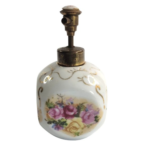 Vintage Wales Atomizer Perfume Bottle Floral Porcelain Japan - Picture 2 of 8